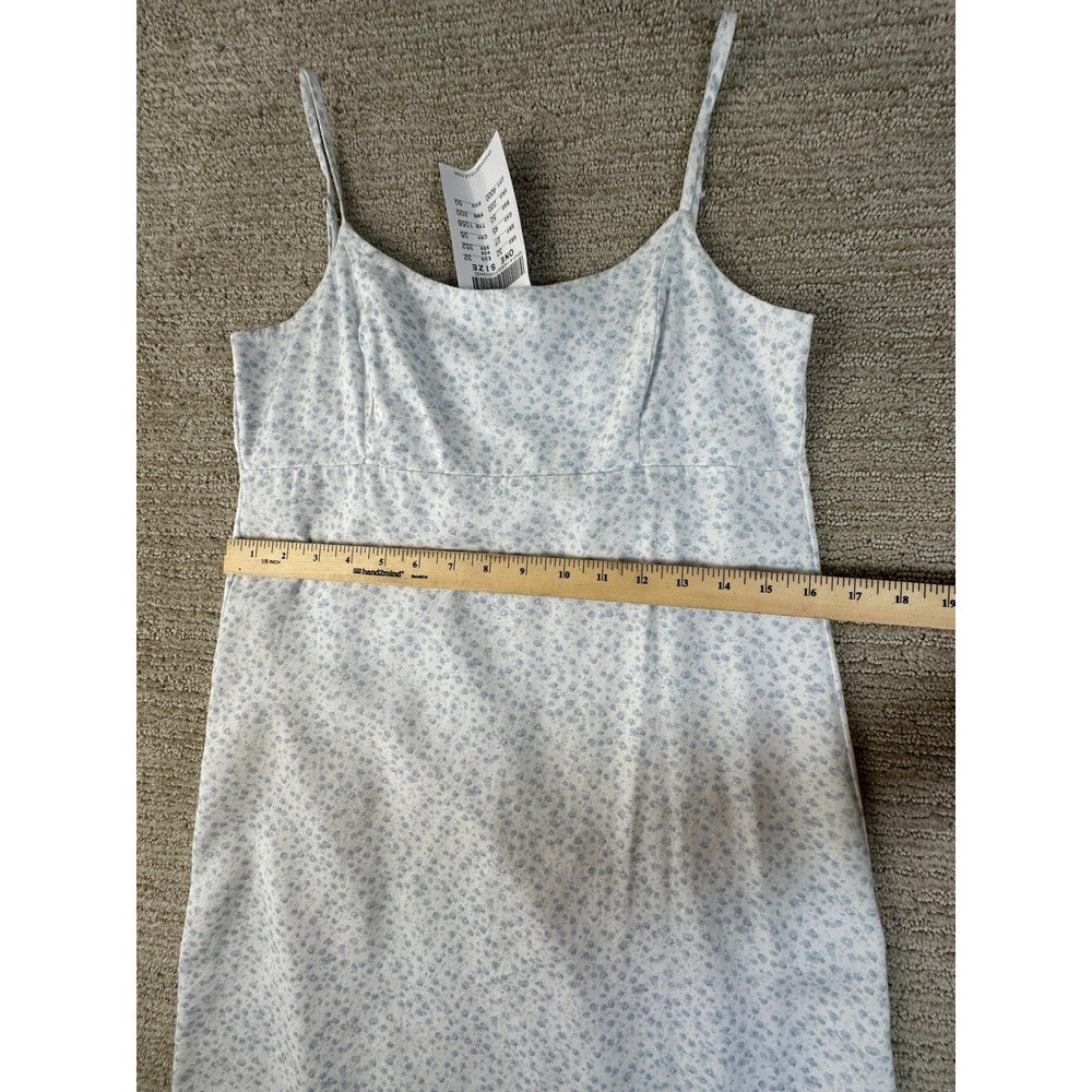 Brandy Melville Blue Floral Mini Dress White Adjustable Straps Tie Back One Size - Picture 4 of 11